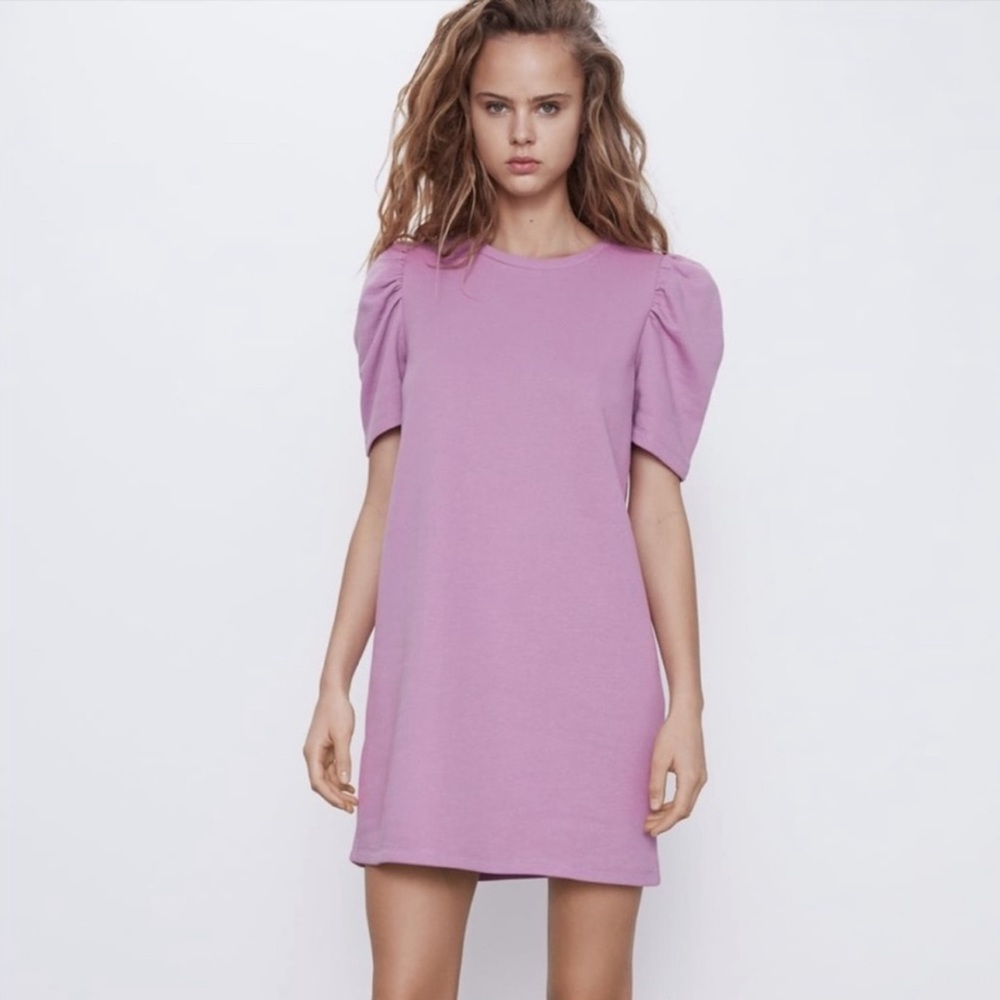 Zara Lilac Lavender Purple Sweatshirt Plush Dress B3/25 - Picture 1 of 12
